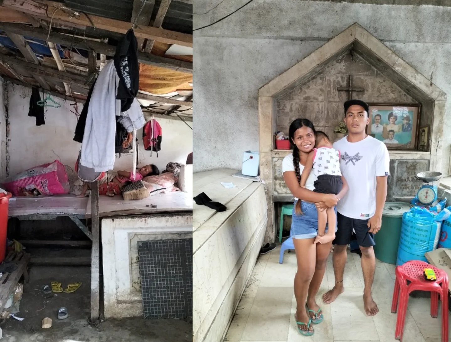 Carreta 墓園內的居住實況：以墓穴改建的居所，以及一戶居住其中的家庭